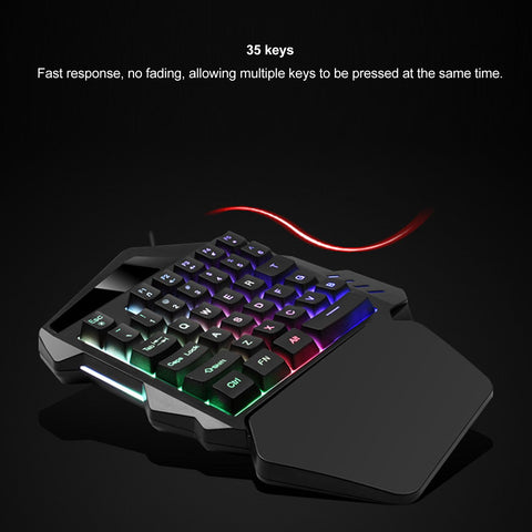 ciciglow One Handed Gaming Keyboard, 35 Keys USB Gaming Keypad Portable Backlight Ergonomic Gaming Controller for Windows 7 8 10 PC