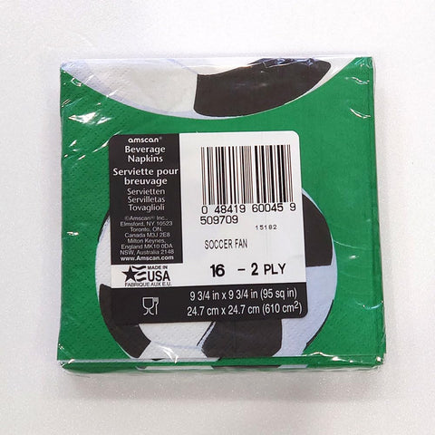Goal Getter Beverage Napkins - 5" (Pack Of 36) - Tricolor Green, Black & White Paper Napkins - Perfect For Celebrations & Goal Achievements
