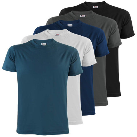 ALPIDEX Men's T-Shirts Pack of 5 with Round Neck, Plain Size S M L XL XXL 3XL 4XL 5XL, Size:XXL, Colour:Water