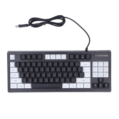 ciciglow 87 Key Mechanical Keyboard, RGB Backlight Wired Gaming Keyboard Double Color Multimedia Keyboard for Home Dormitory Office (White Black)
