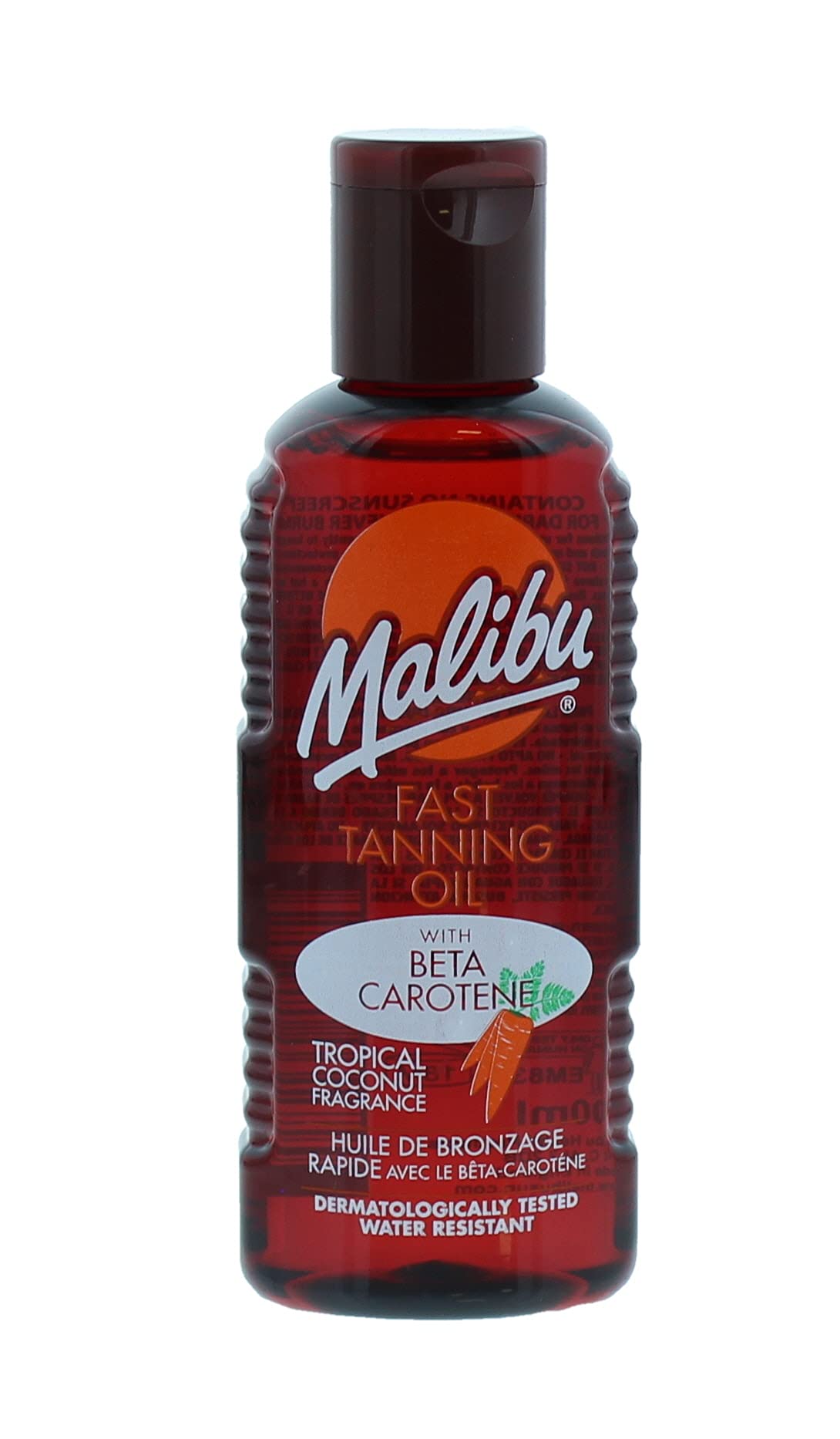Malibu Sun Bronzing Fast Tanning Oil with Beta Carotene, Water Resistant, Tropical Coconut Fragrance, 100ml