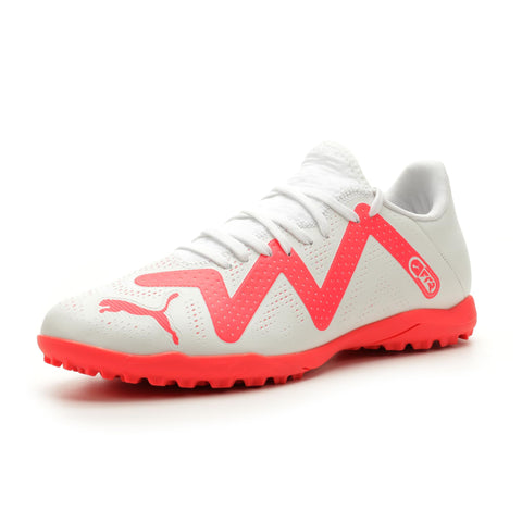 PUMA Mens Future Play Turf Trainer Soccer Cleats, PUMA Mens White-Fire Orchid, 9.5
