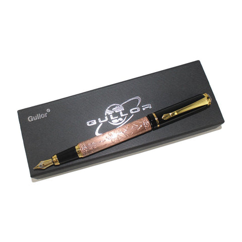 Gullor Chinese Horse M Nib Fountain Pen with Gift Box - Red Copper