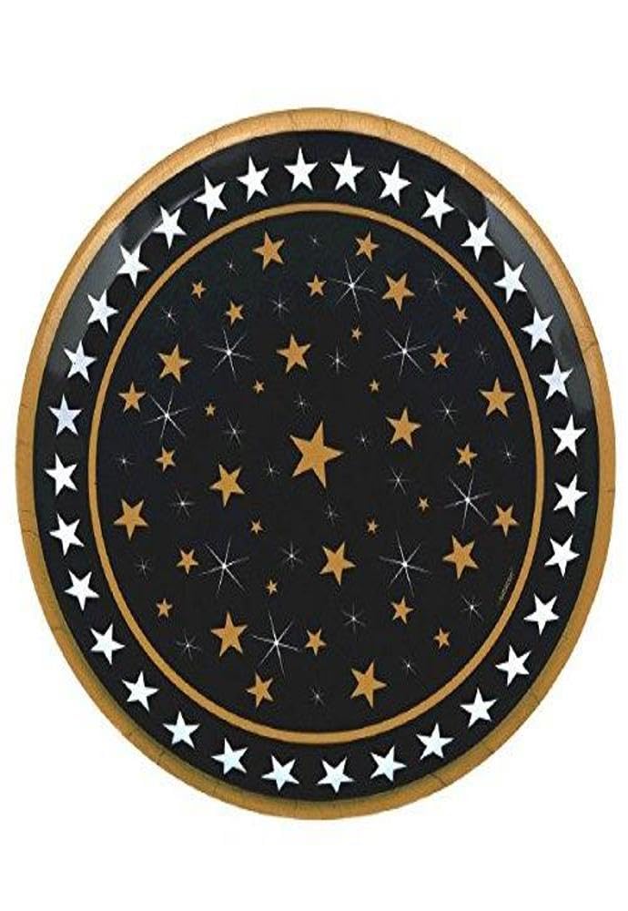 Amscan Elegant Starry Night Round Party Serving Platter (Pack of 1), Multicolor, 13 1/2"