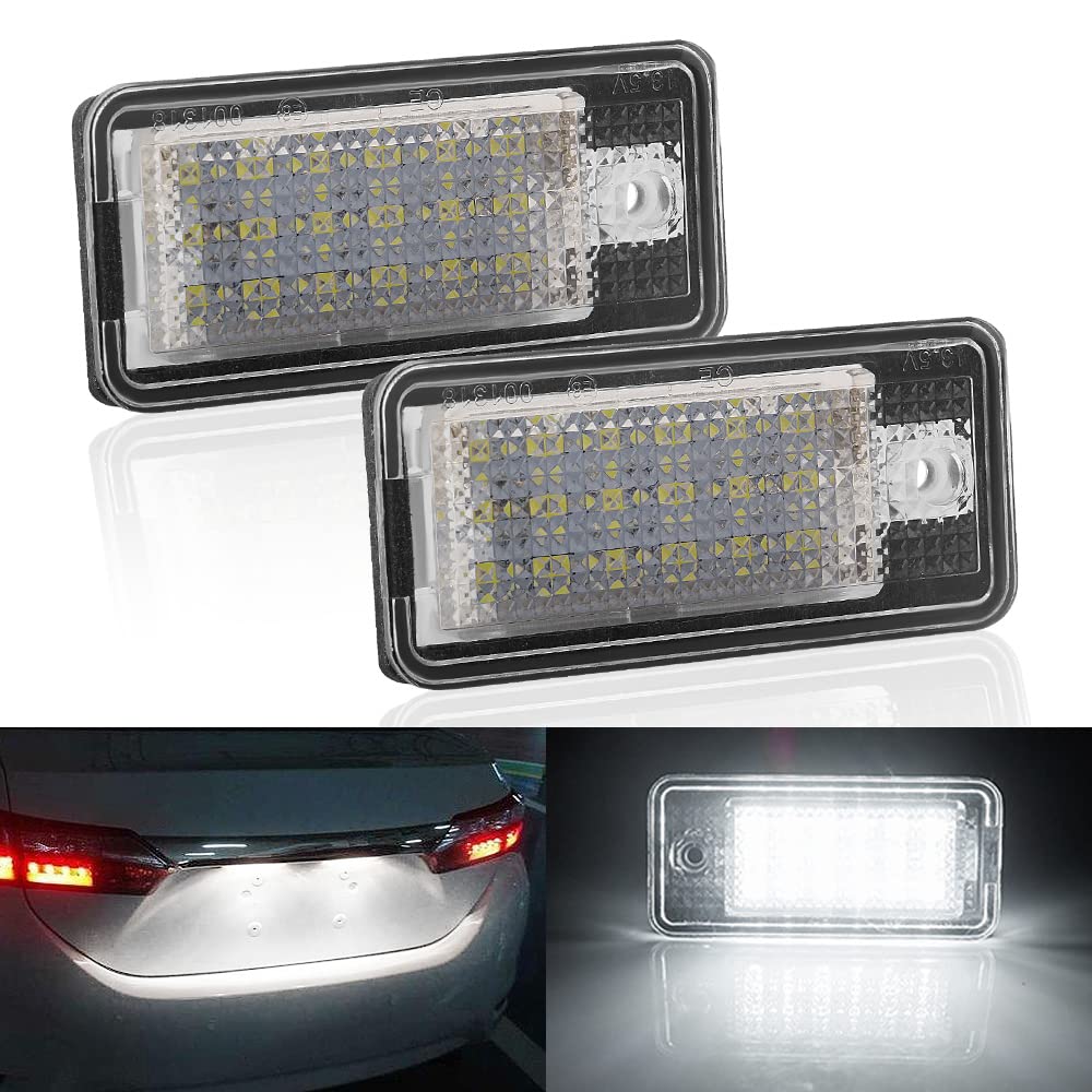 Maimiao LED License Number Plate Light Assembly 18PCS 3528 SMD 6500K Xenon White CanBus Error Free, for Audi A3 S3 A4 S4 B6 B7 A6 S6 A8 Q7 RS4 RS6 2PCS