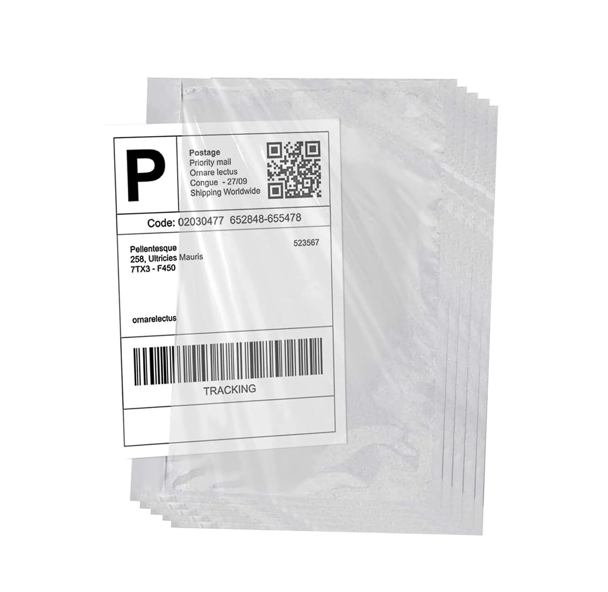 6'' x 9'' Packing List Pouches, Shipping Label Envelopes Clear Self-Adhesive Top Loading (6x9 in-200 Bags)