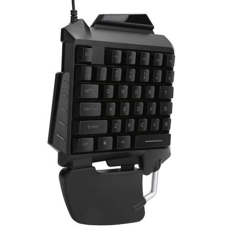 One?Handed Gaming Keyboard, 35-Key USB Wired Portable Mechanical Gaming Keypad with LED Backlight, Plug and Play