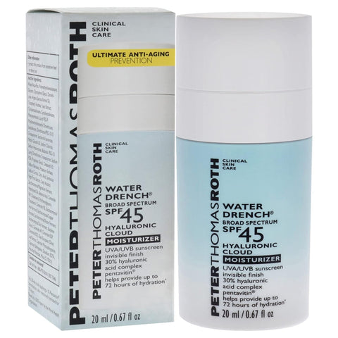 Peter Thomas Roth | Water Drench Broad Spectrum SPF 45 Hyaluronic Cloud Moisturizer | SPF Moisturizer for Face, Lightweight and Water-Resistant, 0.67 fluid ounces (Pack of 1)
