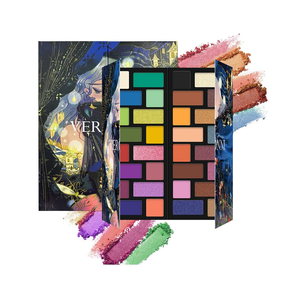 VERONNI 32 Colours Eyeshadow Palette,Colourful and Highly Pigmented Eyeshadows, Waterproof Fine Texture Open Lid Eyeshadow Palette, For Women Beauty Gifts (01)