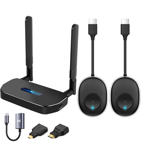 Wireless Hdmi Transmitter and Receiver 4k Kit.One Receiver and Two Transmitter Packages,Switch at Will,Matching Distance 50M VGA Dual Screen Casting Video Audio from PC/Laptop/TikTok to Monitor.