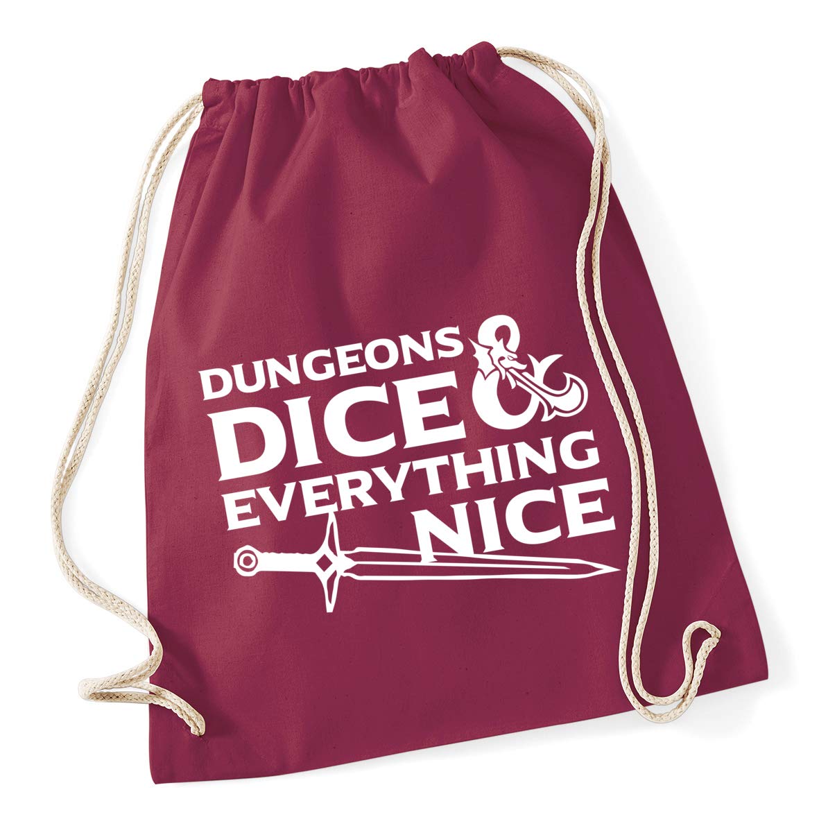 Hippowarehouse Dungeons & dice & everything nice Drawstring Cotton School Gym Bag 37cm x 46cm, 12 litres