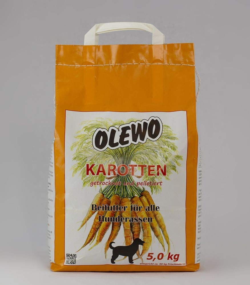 Olewo Dog Food Granules, 5kg, Carrot Flavor, For Puppies & All Breed Sizes, Keep Dry, Vegtable-based, Birthday Treat