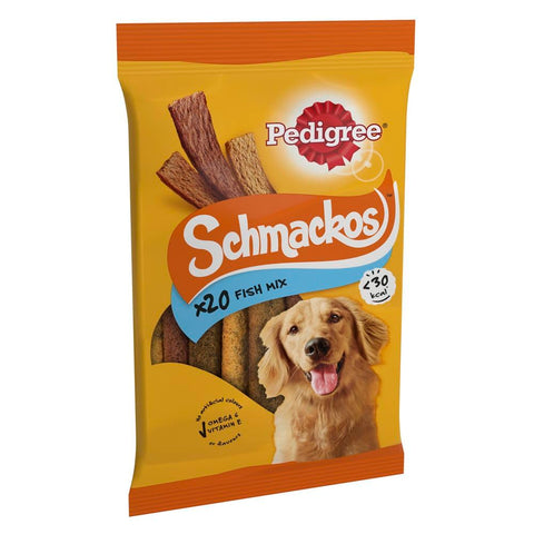 Pedigree Schmackos Fish Mix - Dog Treats - Variety of Fish Flavours - 180 Stripes (Pack of 9)