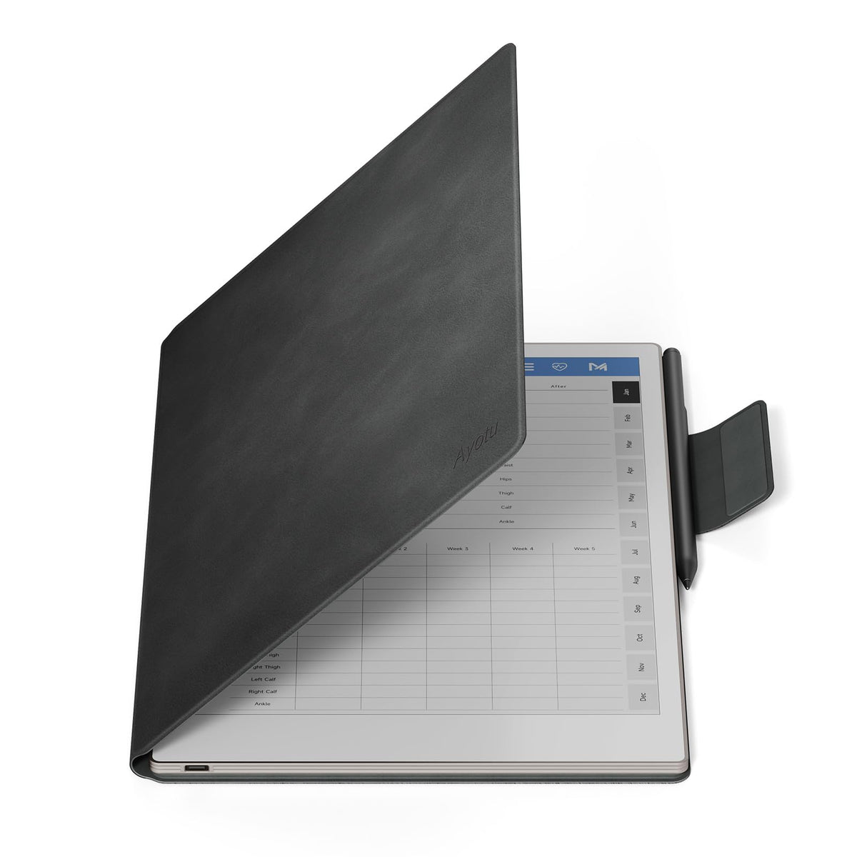 Ayotu Case for Remarkable Paper Pro, Premium PU Leather Book Folio with Pen-Buckle, Smart Magnetic Cover for Remarkable Paper Pro 11.8" Color Tablet Only, Bundle with Premium Membership (Gray)