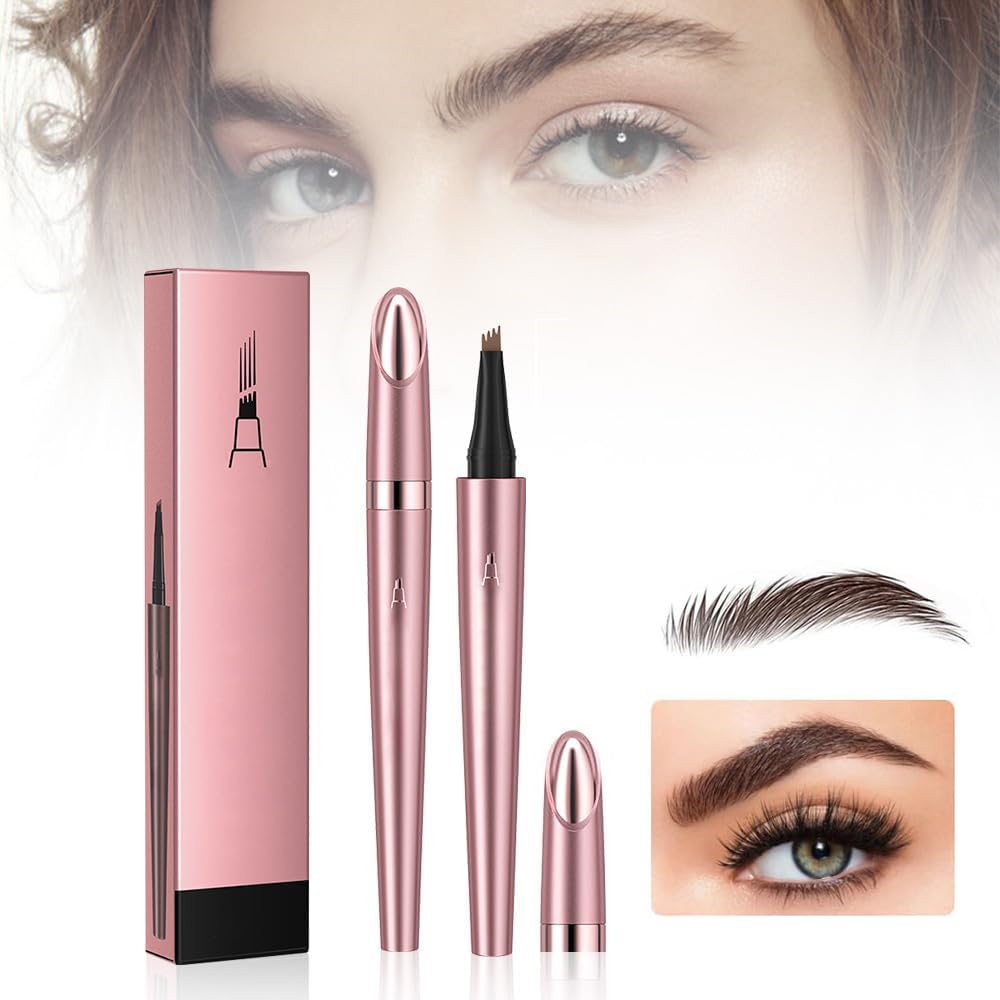 Generic 2024 New Magic Eyebrow Pencil - 4 Fork Tip 3D Waterproof Microblading Eyebrow Pencil Contouring Pen, Natural Long-Lasting Fine Stroke Microblading Eyebrow Pencil (Dark Brown)