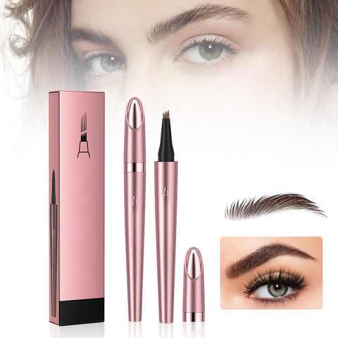 Generic 2024 New Magic Eyebrow Pencil - 4 Fork Tip 3D Waterproof Microblading Eyebrow Pencil Contouring Pen, Natural Long-Lasting Fine Stroke Microblading Eyebrow Pencil (Dark Brown)