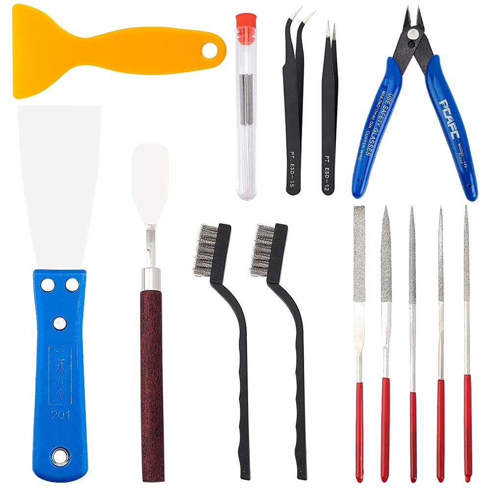 OLYCRAFT 23PCS 3D Printer Nozzle Cleaning Tools and Removal Tools Kit Includes Putty Knife Wire Brush Wire Flush Cutters Scraper Knife Diamond Files and Tweezers for Cleaning 3D Printer