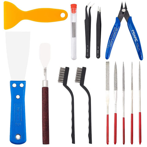 OLYCRAFT 23PCS 3D Printer Nozzle Cleaning Tools and Removal Tools Kit Includes Putty Knife Wire Brush Wire Flush Cutters Scraper Knife Diamond Files and Tweezers for Cleaning 3D Printer