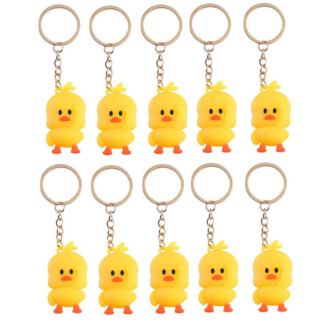 10 Pcs Rubber Ducky Keychains Duck Key Chains Mini Cute Novelty Key Rings Bag Pendants Car Pendants with Yellow Duck for Kids
