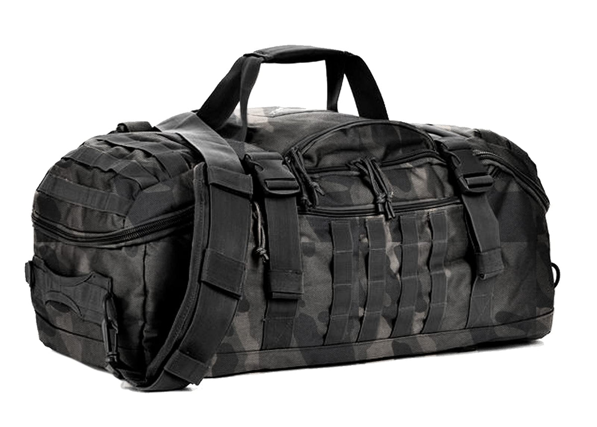 Miramrax Travel Duffle Bag Backpack for Men - Large Tactical Bags Weekender Gym Bag for Overnight Traveling Military Workout Deployment Sports, BlackCamo, 45L US, Duffel Bag