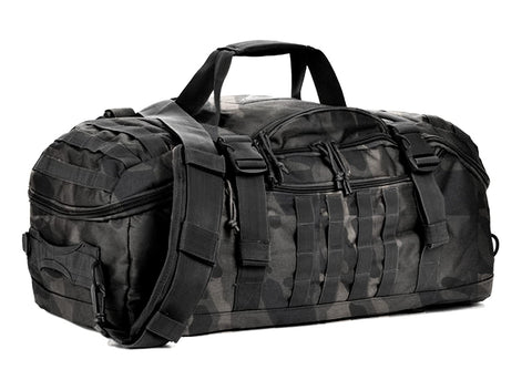Miramrax Travel Duffle Bag Backpack for Men - Large Tactical Bags Weekender Gym Bag for Overnight Traveling Military Workout Deployment Sports, BlackCamo, 45L US, Duffel Bag