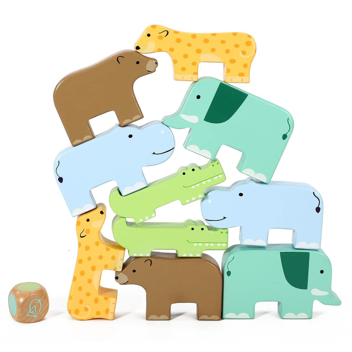 SOKA Wooden Wild Animal Stacking Toy Balancing Building Farm Shaped Blocks Developmental Montessori Toy Set for Kids Toddlers Children Boy Girl Ages 3 year old +