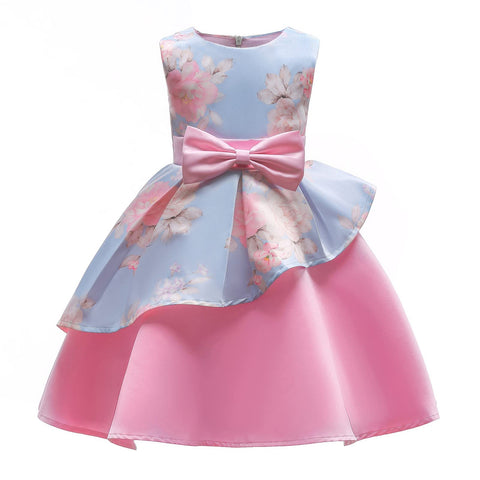 Cichic Flower Girl Dress Kids Party Dress for Bridesmaid Wedding Girls' Dresses Toddler Elegant Formal Girls Occasion Dresses Age 3-9 Years (3-4 Years,Blue Pink)