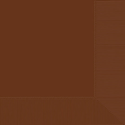 Amscan Chocolate Brown 2-Ply Paper Beverage Napkins - 5" x 5", 480 Ct