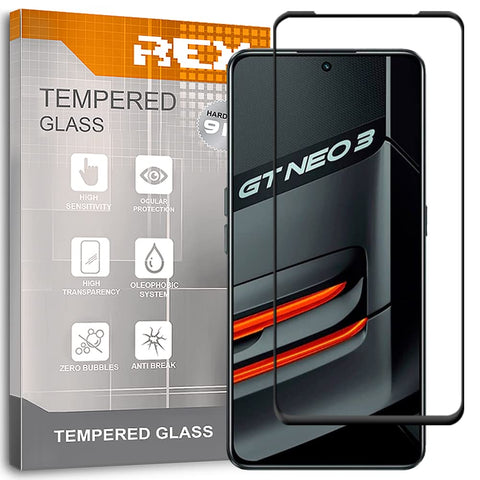 2 x 3D Curved Screen Protector for OPPO REALME GT Neo 3, Black, Full Protection, 3D/4D/5D