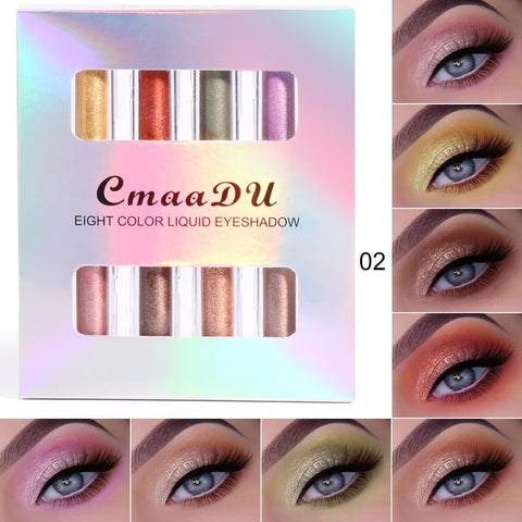 8 colors Liquid Glitter Eyeshadow,Long Lasting, Quick-Drying, Opaque, Gel-Based Eyeshadow For Creating High-Impact,Long Lasting Waterproof Eye Shadow Make Up (02)