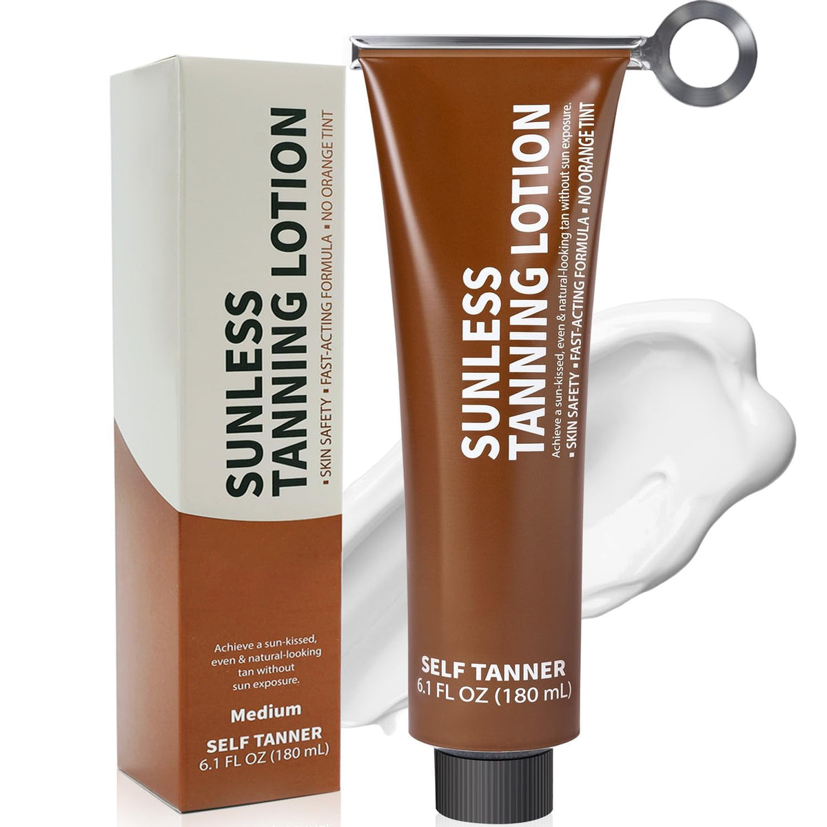 Tanning Lotion Self Tanner - Body Self Tanning Lotion with Tube Squeezer Reusable, Hydrating Self Tanning Cream, Streak-Free, Fake Tan & Quick Tan for Natural-Looking Bronzer Glow for Women & Men