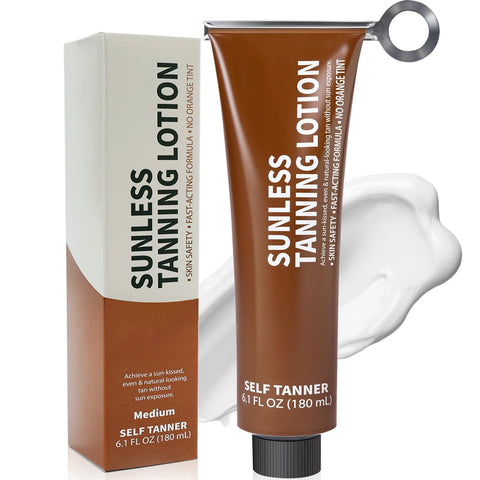 Tanning Lotion Self Tanner - Body Self Tanning Lotion with Tube Squeezer Reusable, Hydrating Self Tanning Cream, Streak-Free, Fake Tan & Quick Tan for Natural-Looking Bronzer Glow for Women & Men