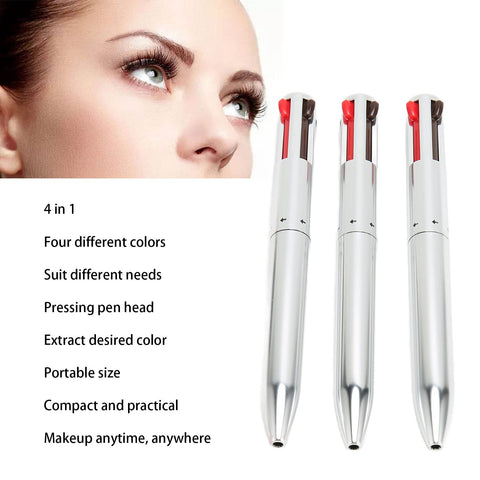 3pcs Multi Functional Makeup Pen, 4 in 1 Pressing Contour Defining Highlighting Pen for Woman Eyebrow Eyeshadow and Lip Design, Eyebrow Contour Pen for Travel and Beauty Salon Use