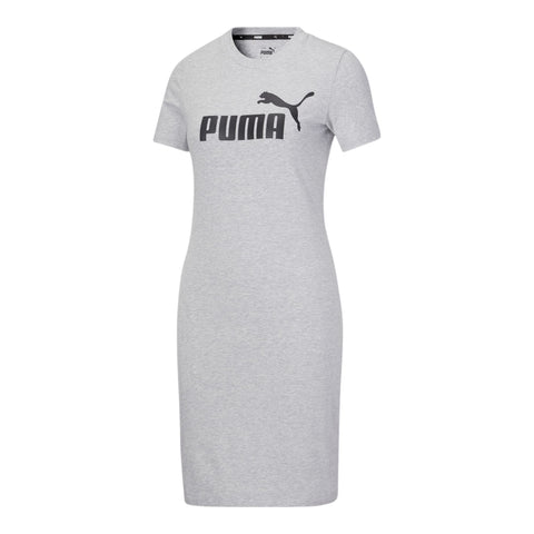 PUMA Women's Essentials Slim Tee Dress, Light Gray Heather I, Small