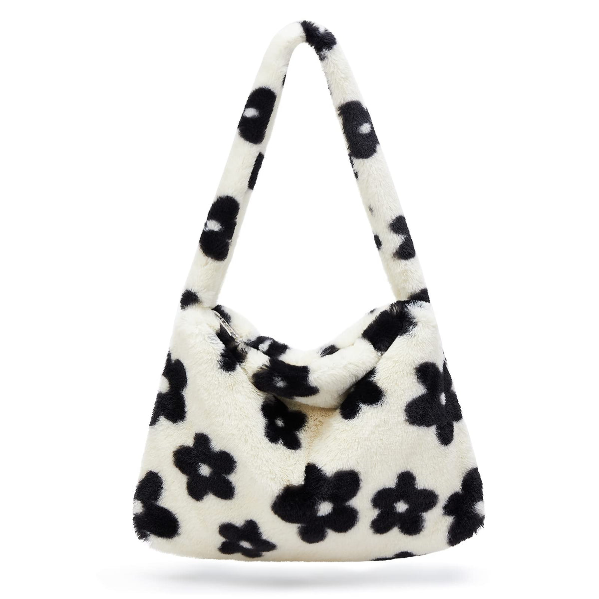 KALIDI Fluffy Bag with Zip, Plush Shoulder Bag, Fuzzy Underarm Bag, Handbag, Cute Purse faux fur Clutch