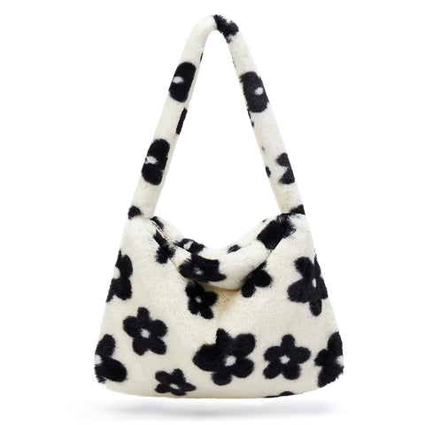 KALIDI Fluffy Bag with Zip, Plush Shoulder Bag, Fuzzy Underarm Bag, Handbag, Cute Purse faux fur Clutch