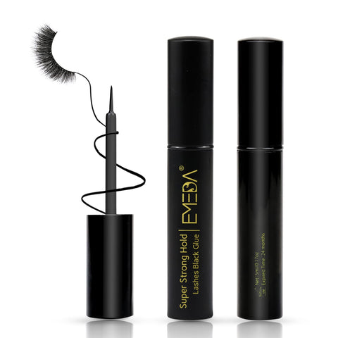 EMEDA 2 PCS Black Eyelash Glue False Eyelash Glue Super Strong Hold Professional Eyelash Glue Lashes Glue Best Eyelash Glue Black Eyelash Adhesive Eye Lash Glue Latex Free Glue for Eyelashes