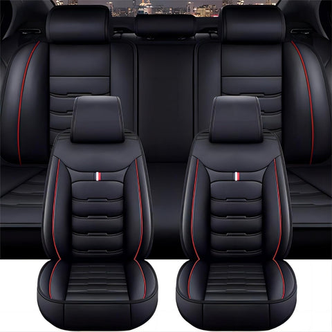 BUKISA Car Seat Covers for Hyundai Santa FE/Santa-FE Hybrid/Santa-FE PHEV Hybrid 2018-2023,Car Seat Cushions Protectors Universal Fit Leather Car Accessories for Rear Complete Set 5 Seats