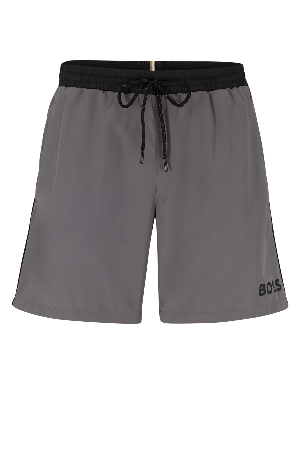 BOSS Men's Standard Medium Length Solid Swim Trunk, Nickle Grey, S
