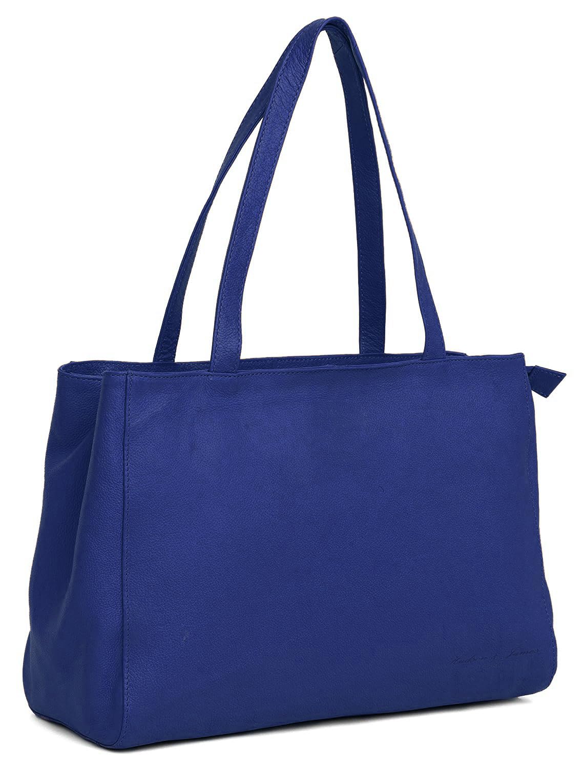 Designer Genuine Real Nappa Leather Handmade Women Ladies Travel Satchel Everyday Crossover Cross body Work iPad Shoulder Handbag Bag (Blue)