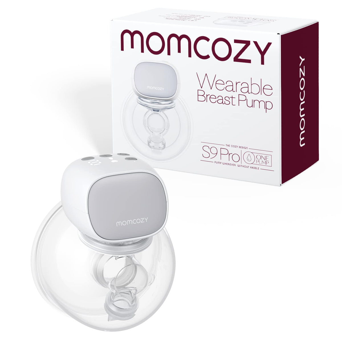 Momcozy S9 Pro Wearable Breast Pump, Hands-Free Breast Pump of Longest Battery Life & LED Display, Portable Electric Breast Pump with 2 Modes & 9 Levels - 24mm, Gray, Pack of 1