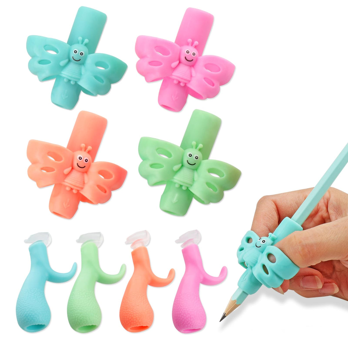 JuneLsy Pencil Grips for Kids Handwriting Pencil Gripper Pencil Holder Posture Correction Training Writing AIDS for Preschooler Kids Toddler