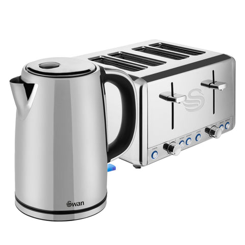 Swan STP2081N Classic Kitchen Bundle with Stainless Steel Jug Kettle and 4 Slice Toaster