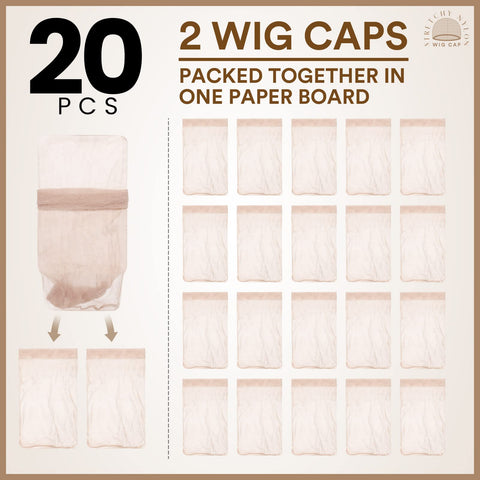 Teenitor 20PCS Wig Caps, Stretchy Thin and Transparent Wig Cap, Breathable Wig Cap for Lace Front Wig, Invisible Stocking Caps for Wigs, Bald Cap for Wig, Beige