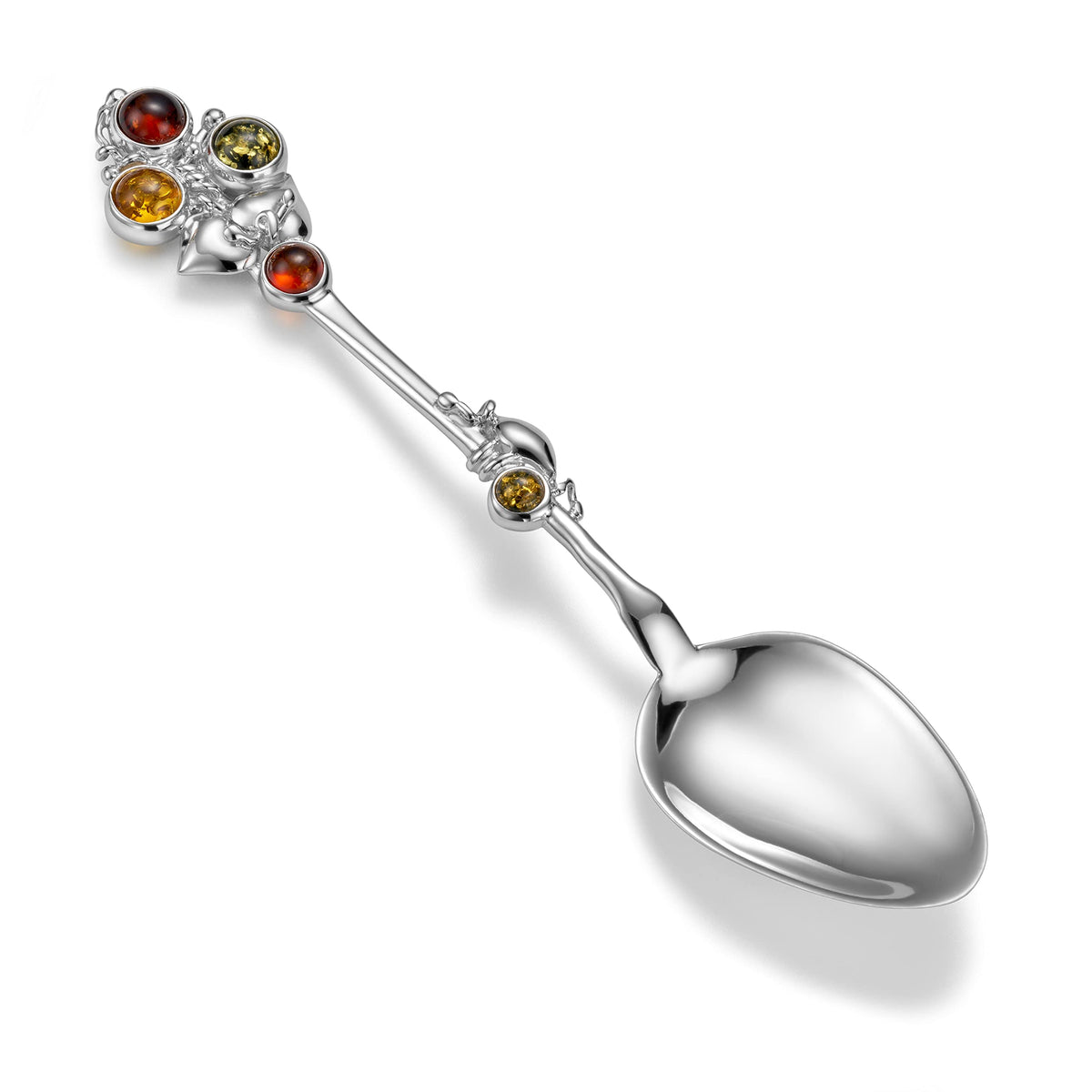 fish Children's Christening Gift Baby Spoon with Amber Real Silver 925 Eco Packaging Gift for Birth