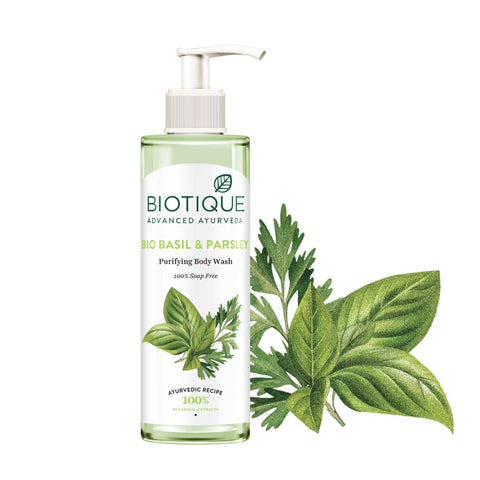 Biotique Basil & Parsley Revitalizing Body Wash | Soften Skin | Provides Natural Brightness | Deeply Cleanses | 100% Botanical Extracts | Suitable for All Skin Types | 200ml