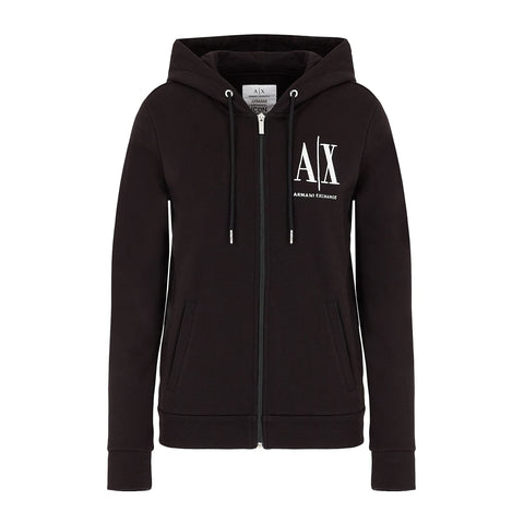 Armani Exchange Women's Hoodie Hooded Sweatshirt, Black, S