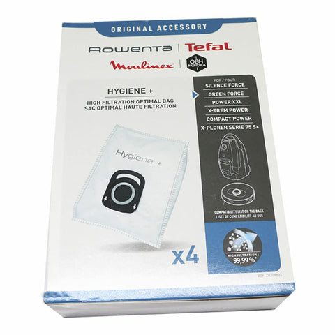 Rowenta ZR200520 Hygiene + OPTIMAL High Filtration Bag-White-Box of 4 Units, 19.5 x 27.5 cm