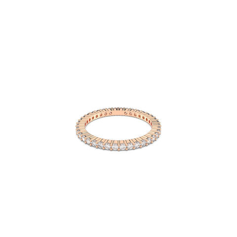 Swarovski Vittore Ring, Clear Crystals with a Rose Gold-Tone PVD Finished Band, Size 5, Part of the Swarovski Vittore Collection