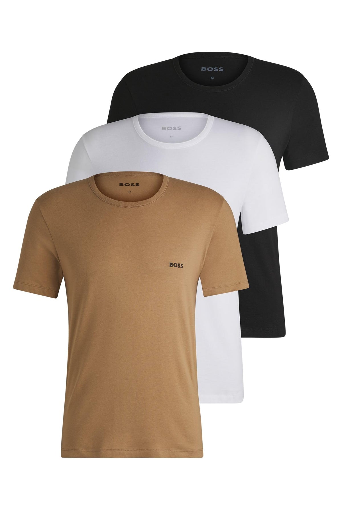 BOSS Mens Tshirt RN 3P Classic Three-Pack of Cotton Underwear T-Shirts with Logos